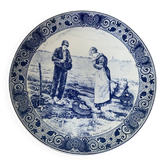 Large vintage wall plate in Delft pottery "L'Angélus" by Chemkefa
