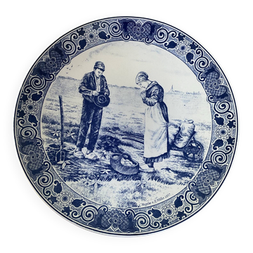 Large vintage wall plate in Delft pottery "L'Angélus" by Chemkefa
