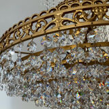 Cascade chandelier with crystal and bronze tassels
