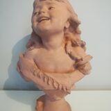 Girl bust signed Bastet in terracotta