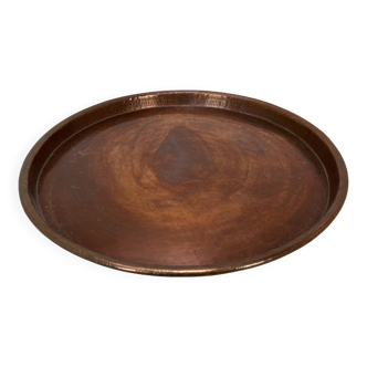 Vintage handcrafted XL round brass tray