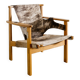 Vintage Swedish Carl-Axel Acking Wooden "Trienna" Armchair Cowhide, 1950s