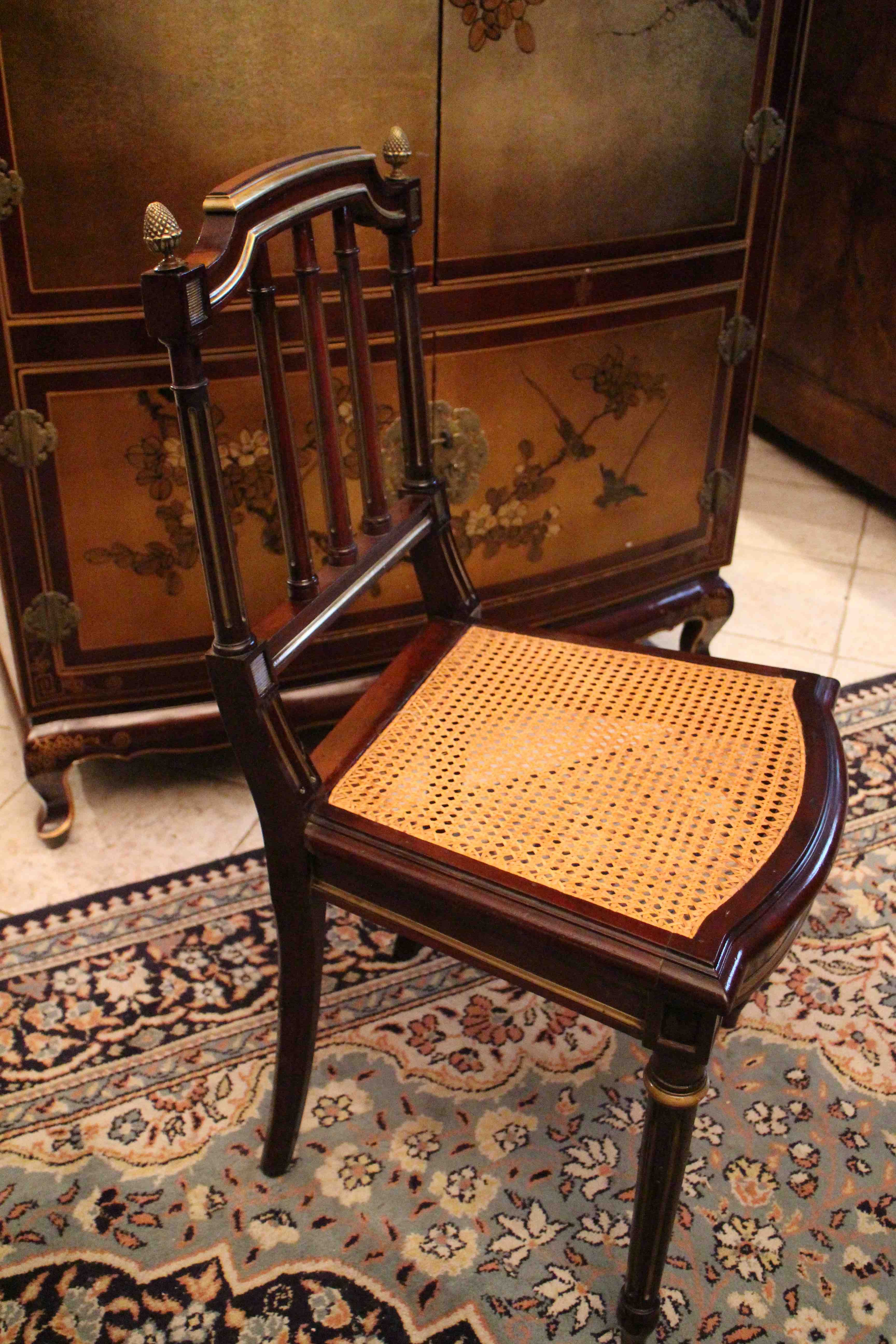19th century mahogany office chair and Louis XVI-style bronze ornaments