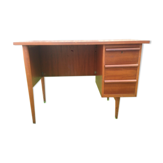 Scandinavian desk with 3 teak drawers