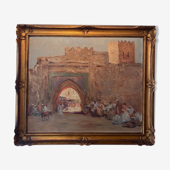 Old painting, orientalist landscape, signed marcel canet (1875- 1959)