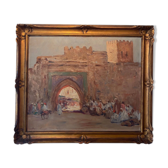 Old painting, orientalist landscape, signed marcel canet (1875- 1959)