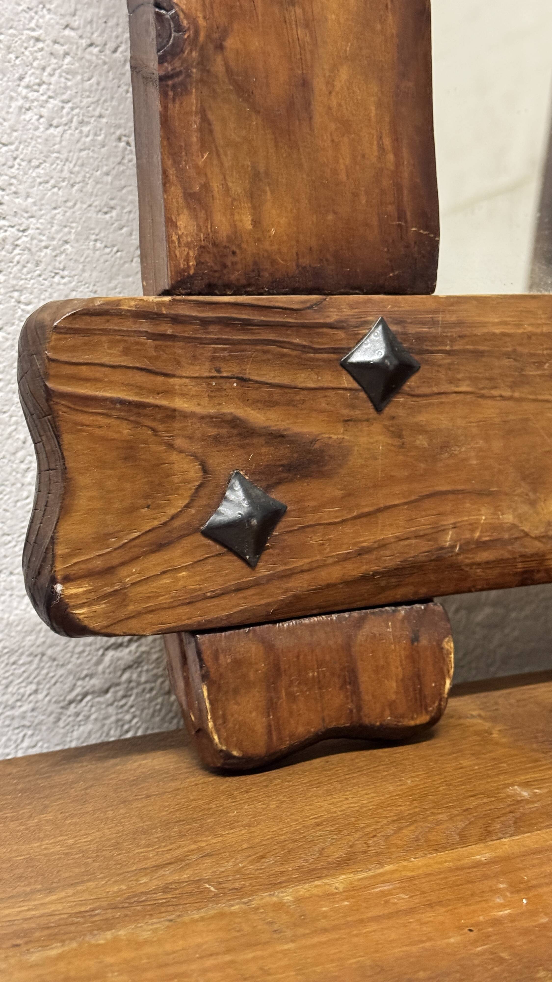 Vintage brutalist mirror in solid wood