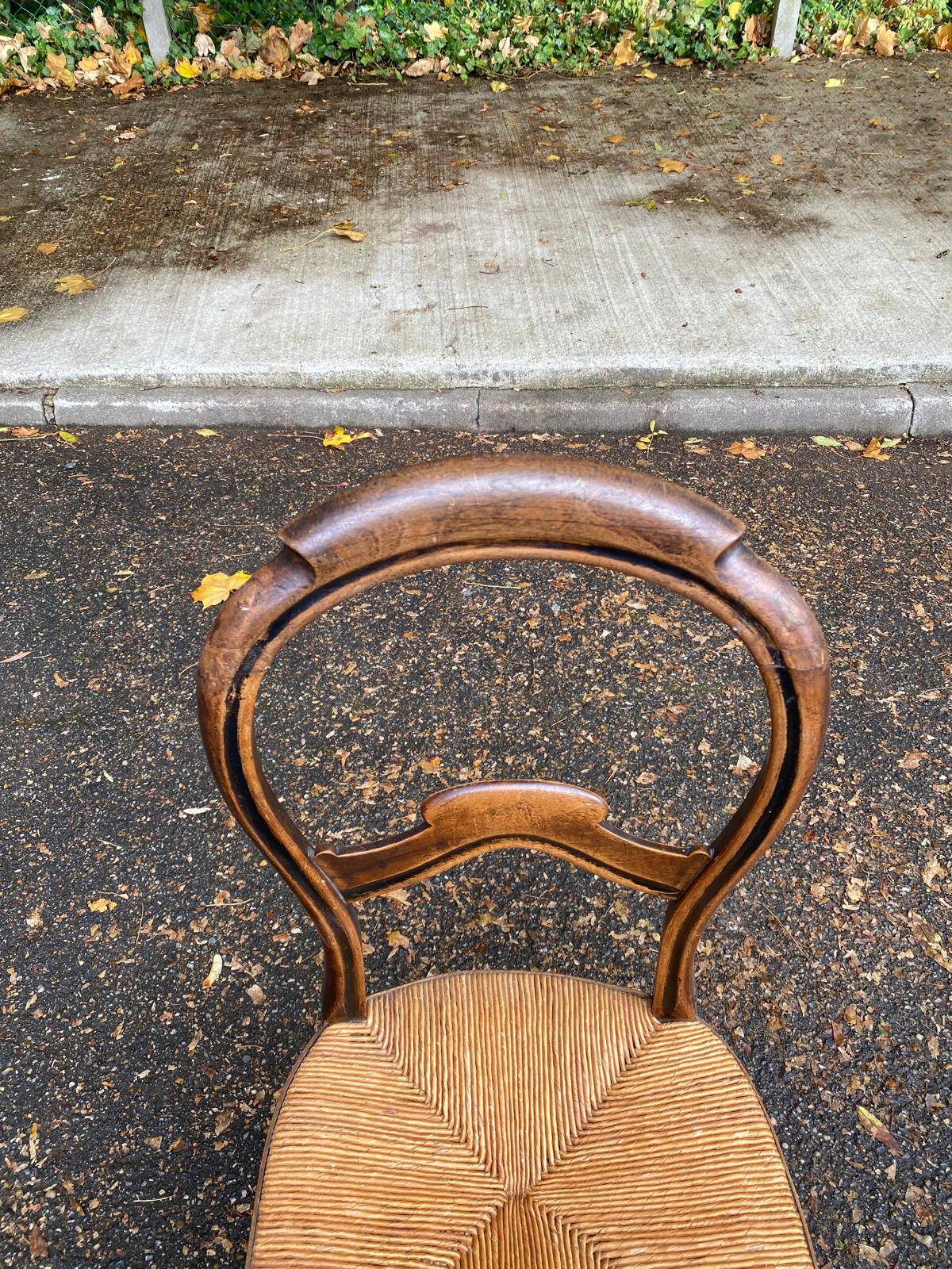 Louis Philippe solid wood and straw office chair