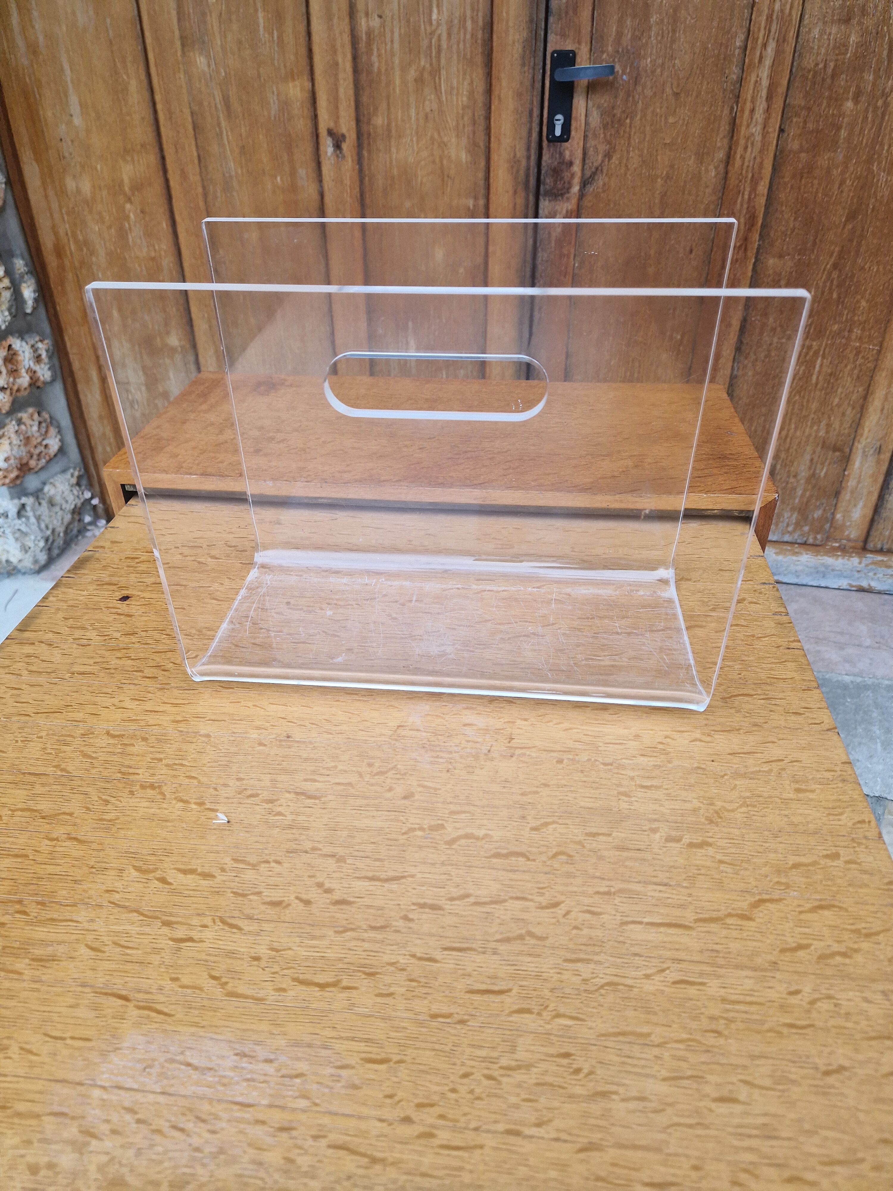 Vintage David Lange plexiglass magazine holder