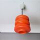 Pair Mid Century Modern MCM orange glass hanging lamps