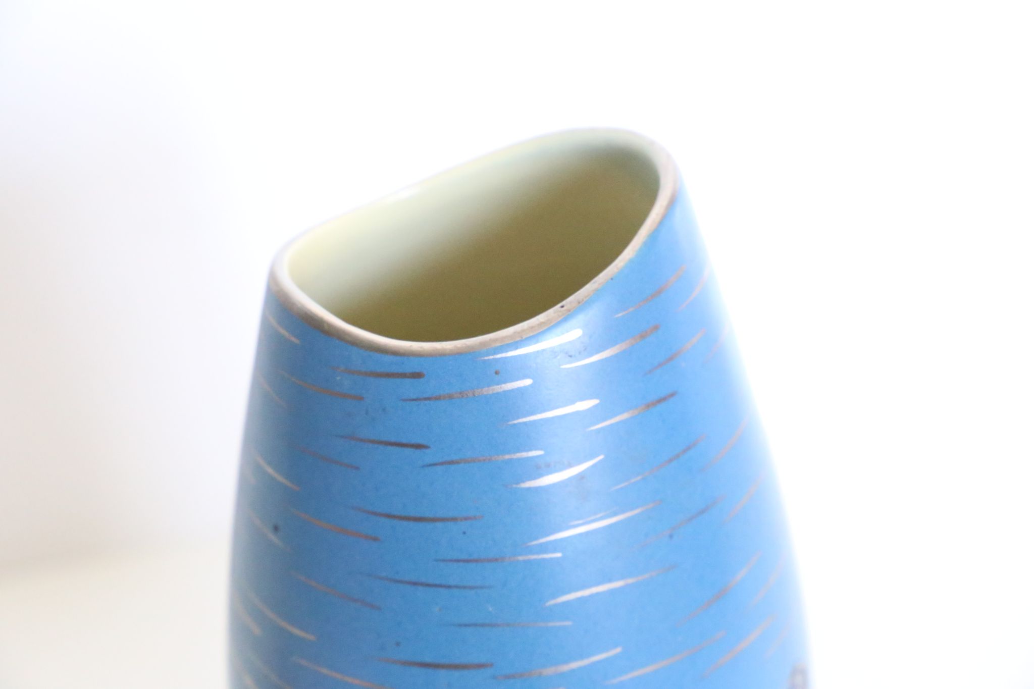 German ceramic vase, blue and gold, 1960, handicrafts, vintage