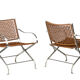 Pair of metal and leather armchairs, 1980s