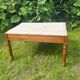 Banc en bois et tissu beige