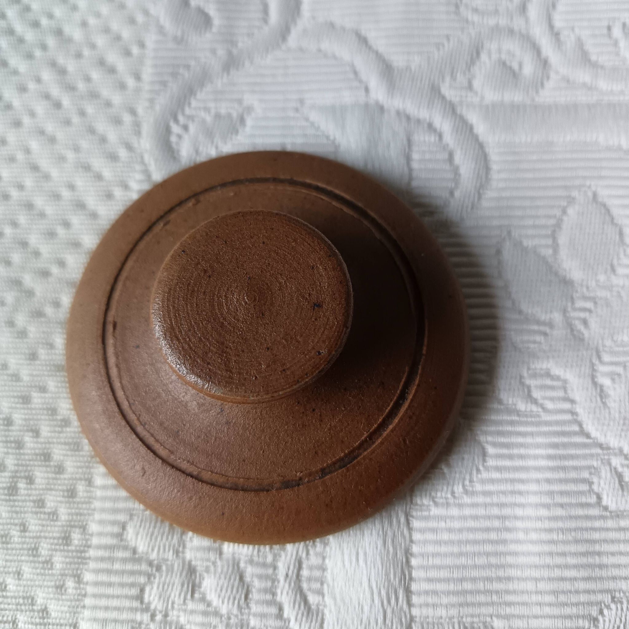 Vintage handmade brown glazed stoneware gargoulette.