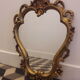Miroir 47cm x 33cm style baroque forme ovale au cadre résine doré motif floral végétal