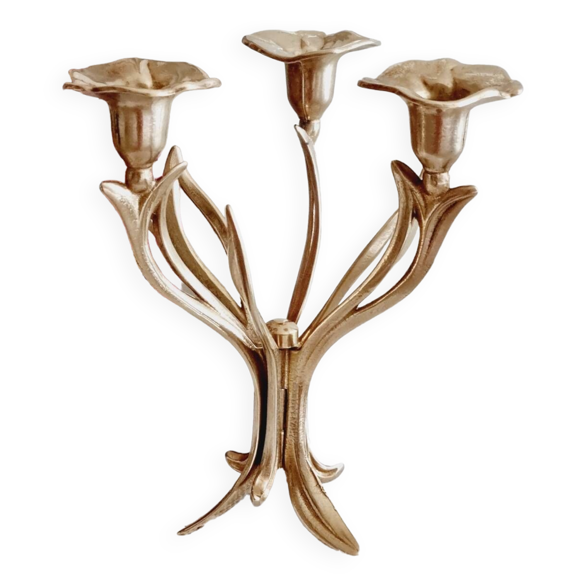 Tall brass flower candlestick