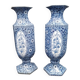 Antique 19th century Delft pair of hexagonal vases - Petrus Regout Maestricht