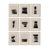 Set of 9 abstract giclee prints, A4