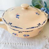 Small vintage porcelain soup tureen K&G Luneville "Flore" 1950s small blue flowers