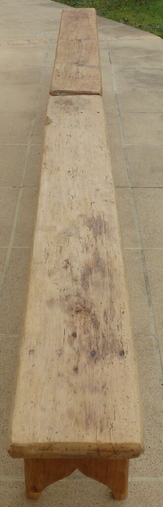 Two benches in their solid wood patinas