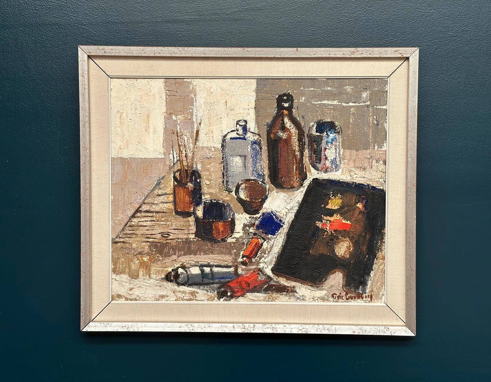 Original Swedish Oil On Canvas – “The Work Table Atelier” By Eric Lundberg