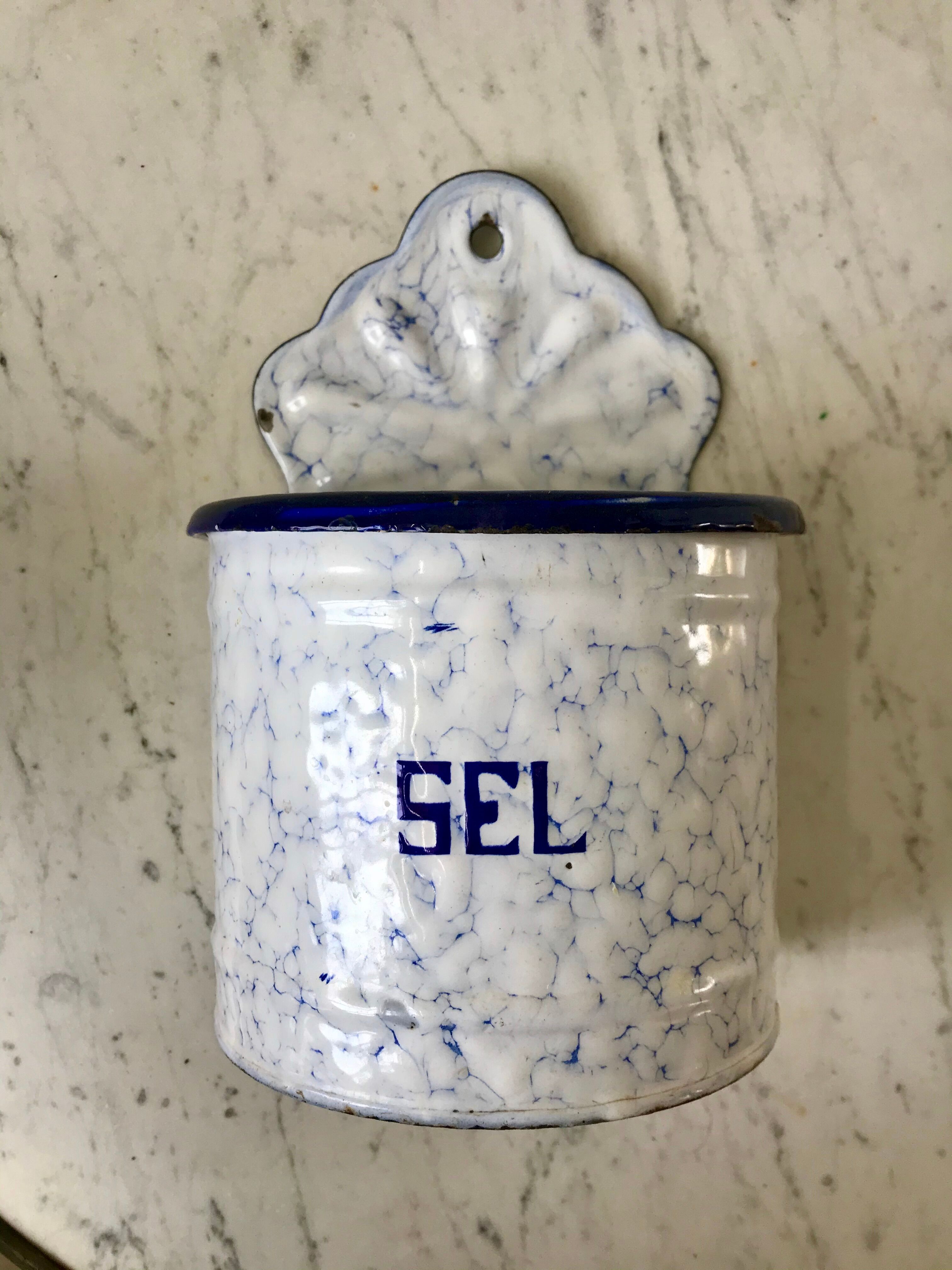 enamelled salt jar to be fixed early twentieth century