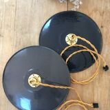 Pair of suspensions in black & white enamelled sheet metal