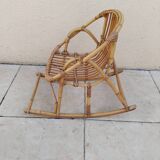 Vintage children's rattan rocking chair