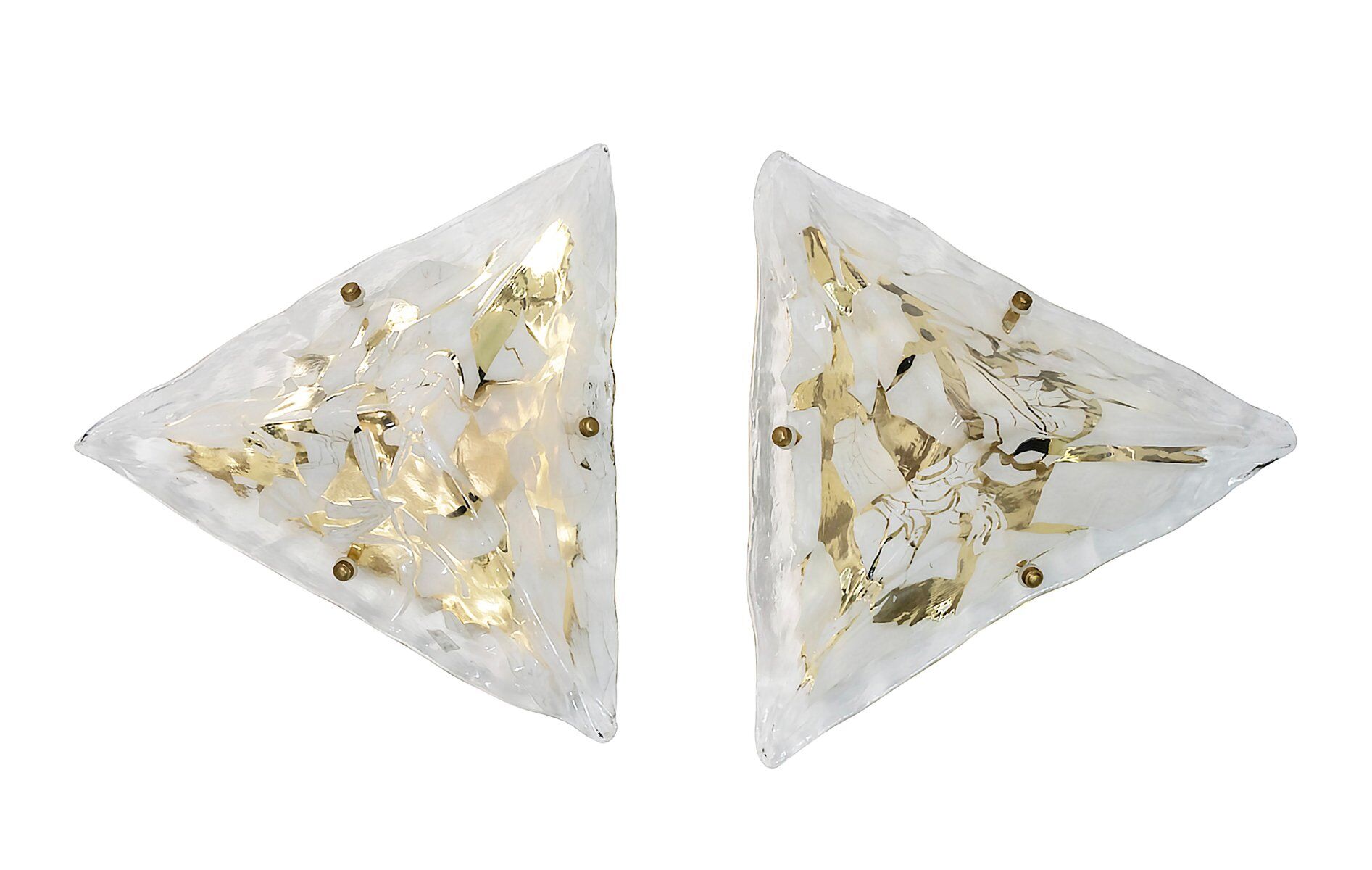 Italian Murano glass and brass wall light sconces, 1980s, set of 2