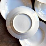 6 monogrammed Paris porcelain soup plates
