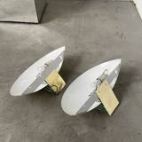 Pair of brass and art deco glass wall lights SCE