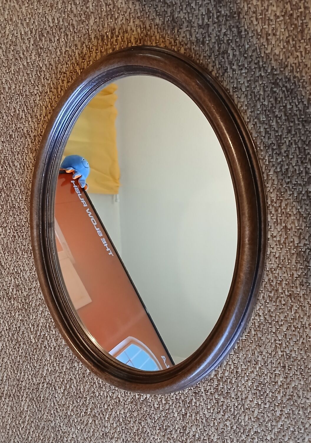 Vintage oval wooden mirror