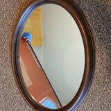 Vintage oval wooden mirror