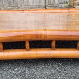 Bamboo, rattan and glass coffee table, 80s