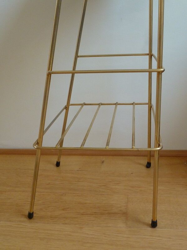 Glass and golden brass fifth wheel/end of sofa
