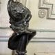 Bust of Ajax, bronze with black patina on a black Belgian marble base, 19th century.