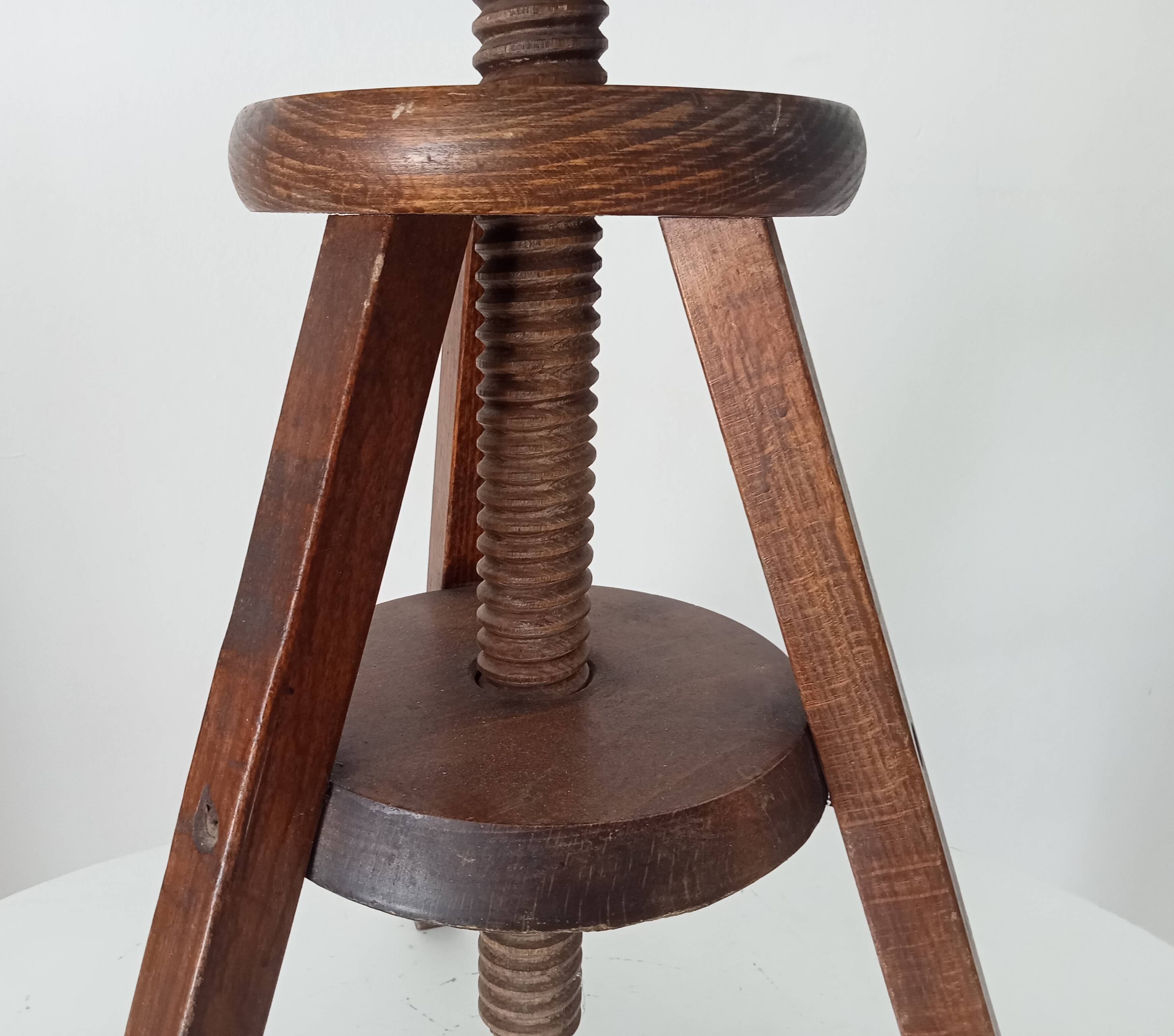 Tabouret de peintre vintage en bois massif