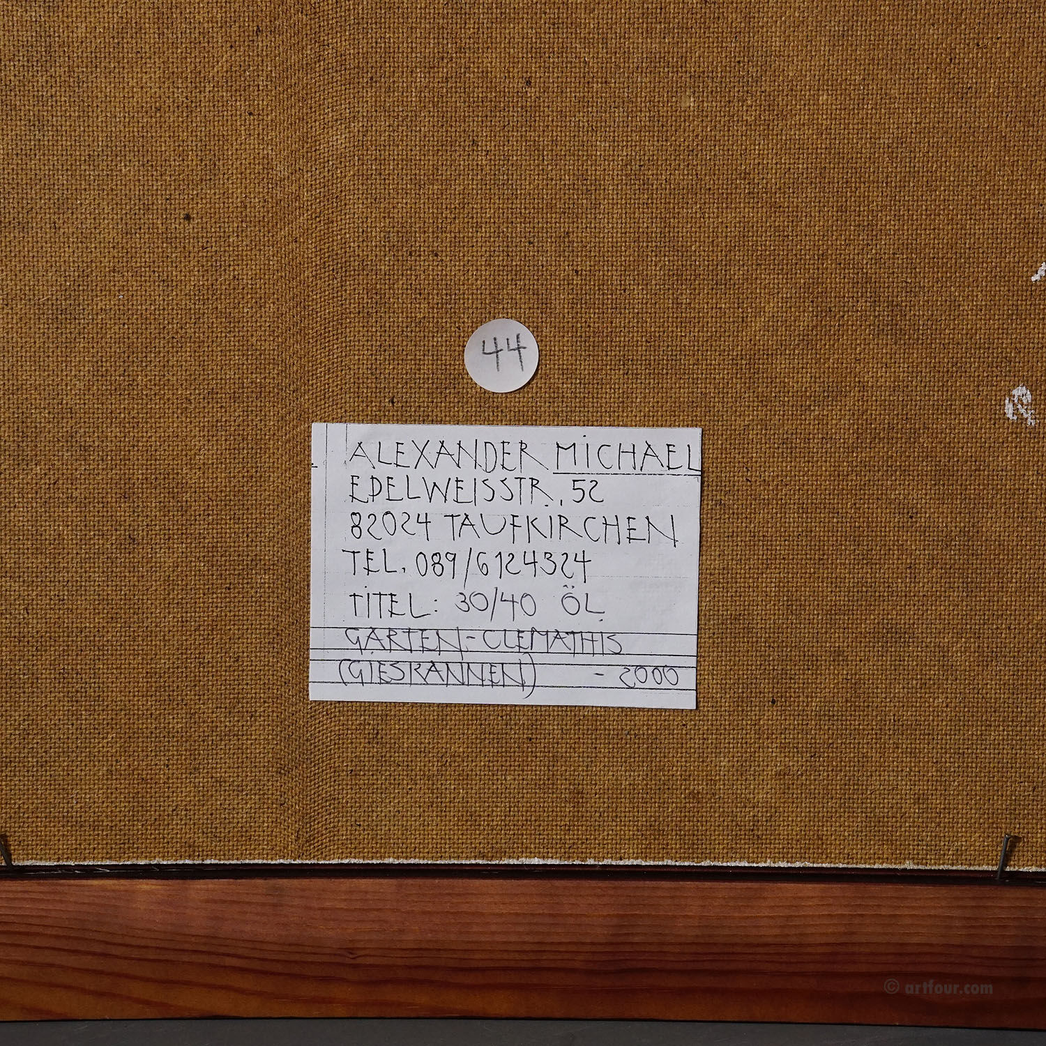 Garden clematis with watering cans, 2000 – Oil painting by Alexander Michael