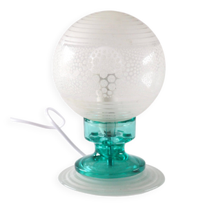 Lampe boule sablée et - turquoise
