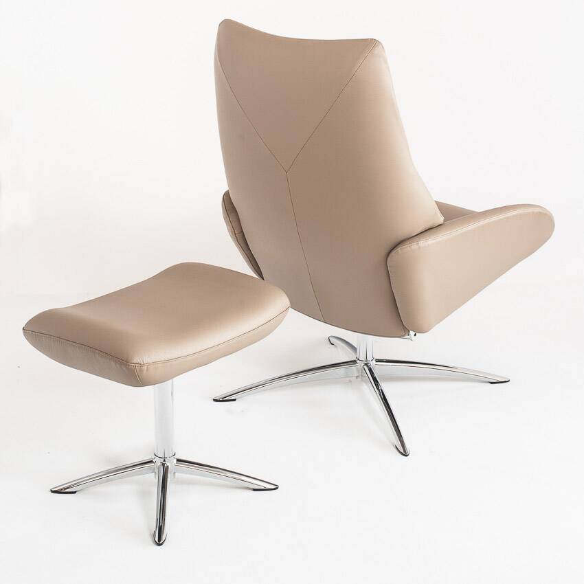 Leather armchair with footstool. Lotus model. Manufacturer: Kebe. Denmark
