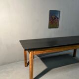 Oak farmhouse table, black top