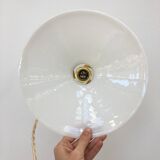 Series of two vintage pendant lights in white opaline