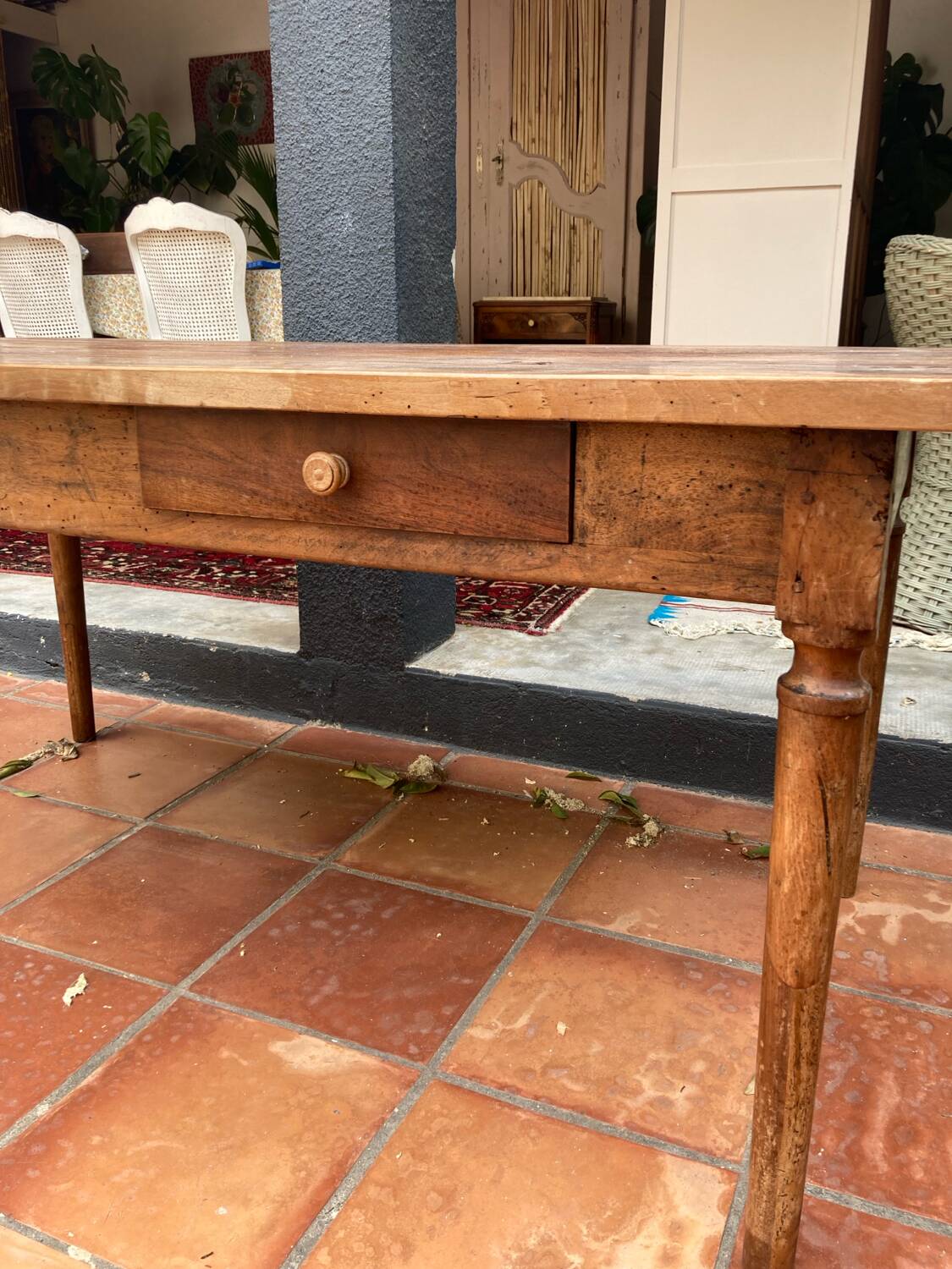 Solid wood farmhouse table