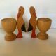 Paire de coquetiers cigognes en bois