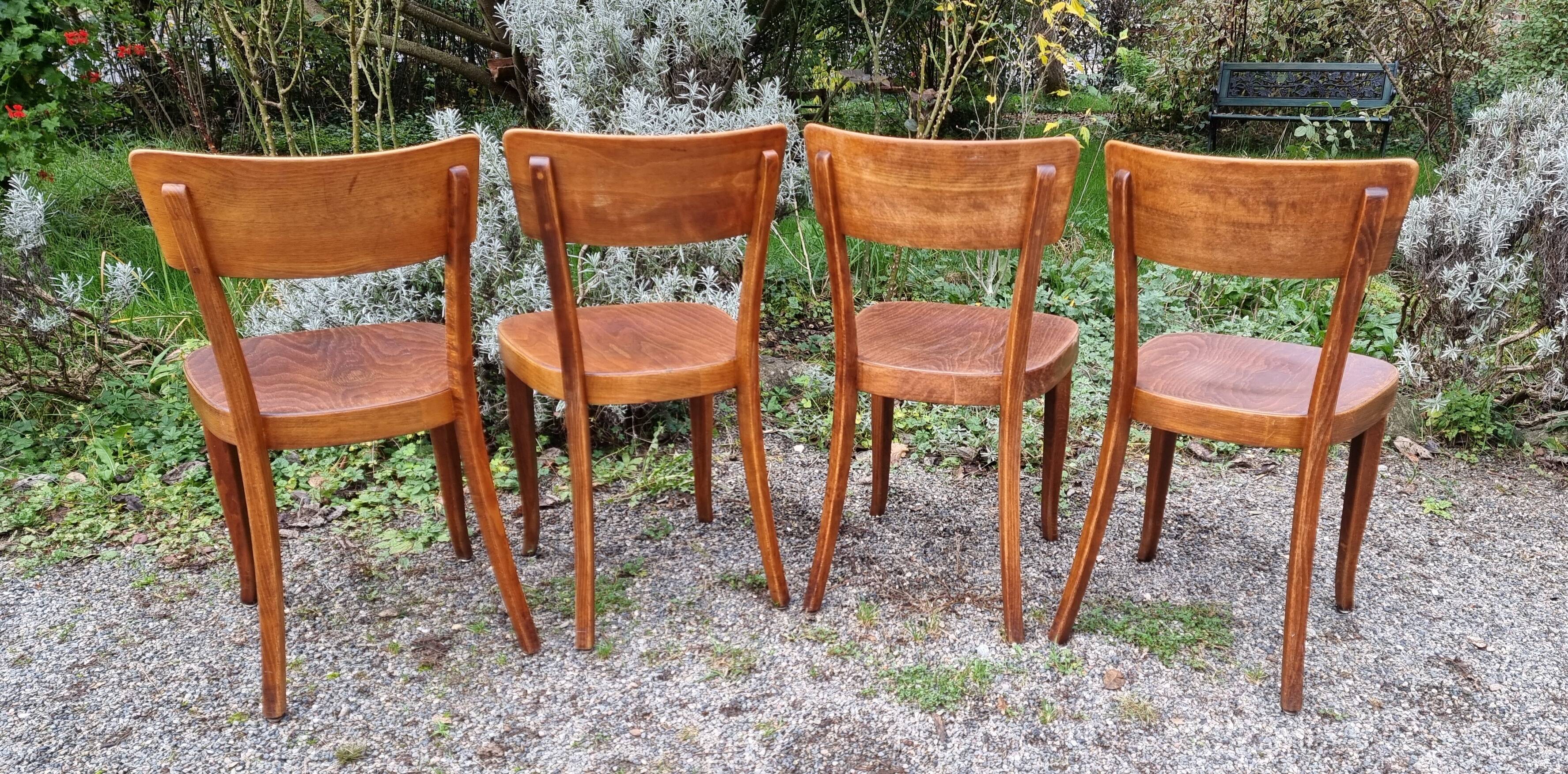 4 chaises bistrot suisses Horgen type années 50