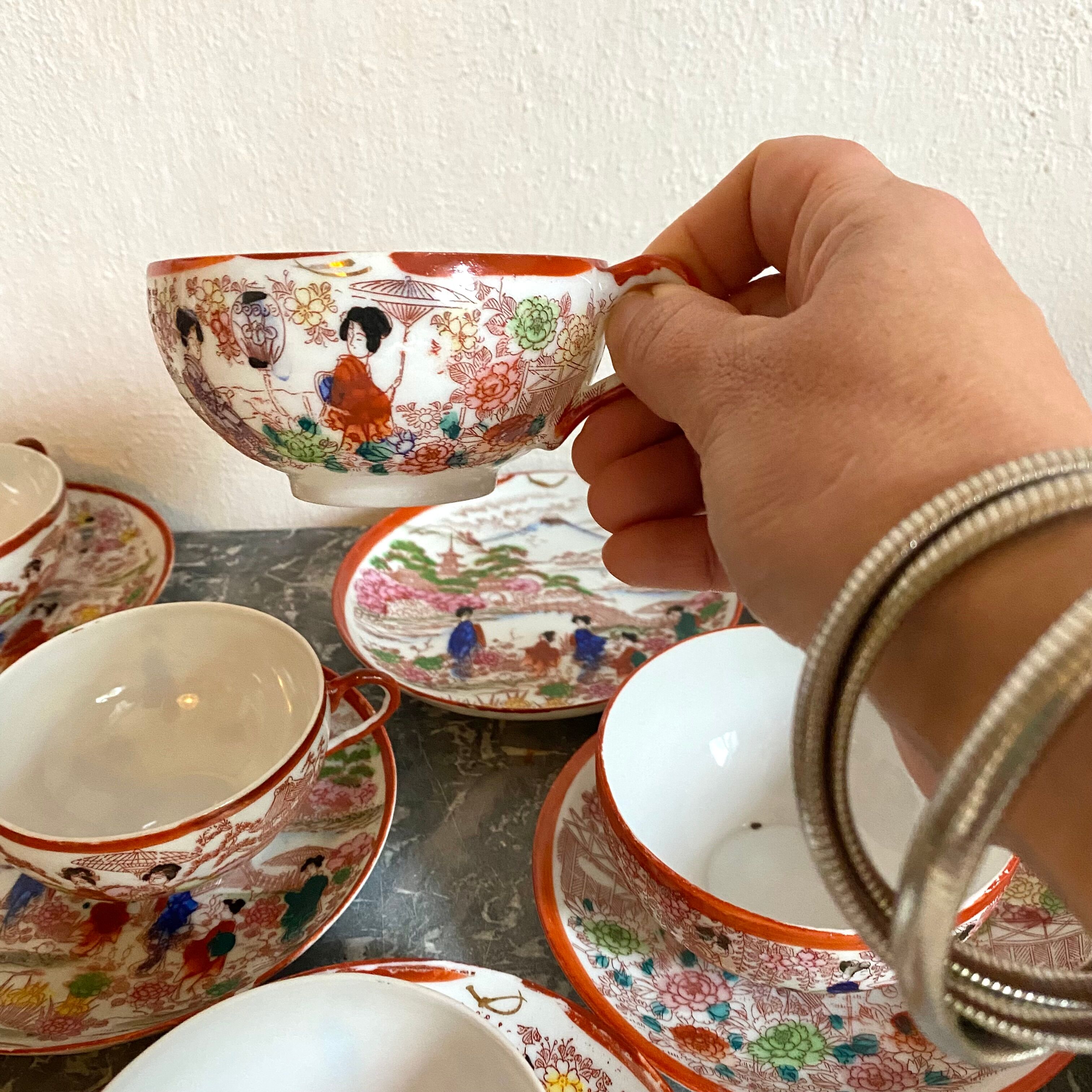 Old Japanese tea set 29 pieces