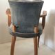 Armchair bridge mustache in blue gray velvet