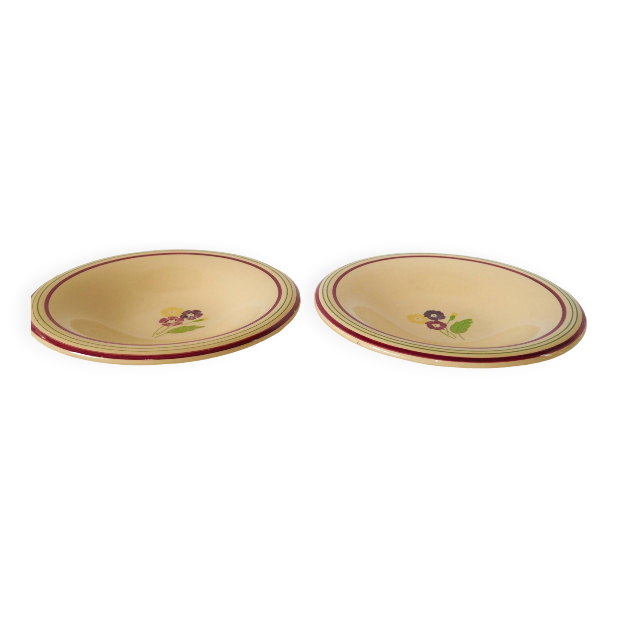 pair of floral hollow dishes Gien 1950