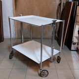 Folding tray with vintage wheels Textable in white formica