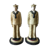 Pair of book greenhouses depicting american sailors in cast iron, circa 1950